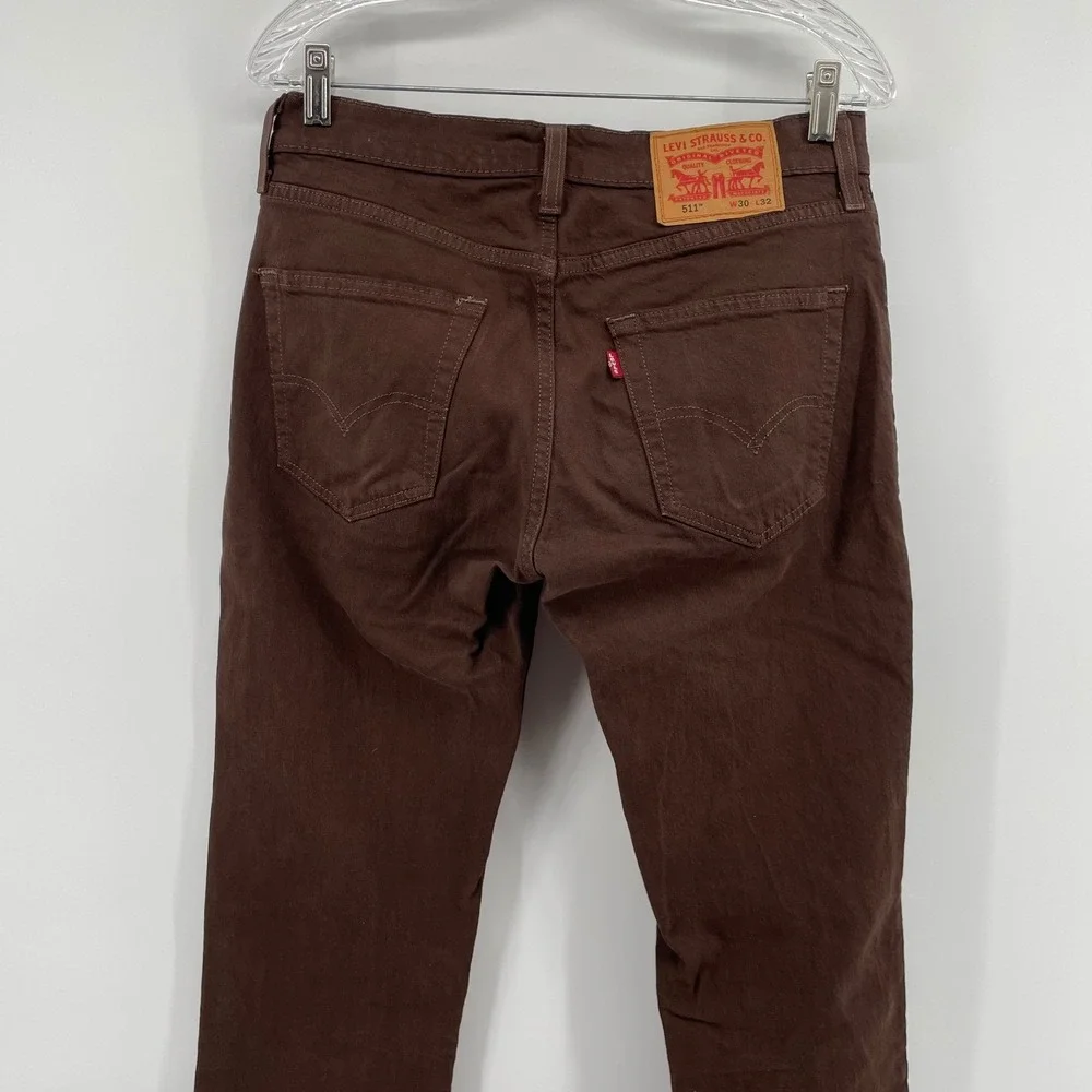 Levis 511 Slim Fit Brown Jeans Men's Size 30x32 Stretch Denim